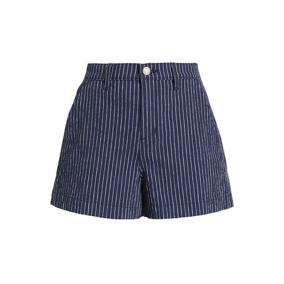 L'AGENCE Pants - L'AGENCE Jameson High Rise Shorts Size 28 Navy Stripe Seersucker Cotton Linen